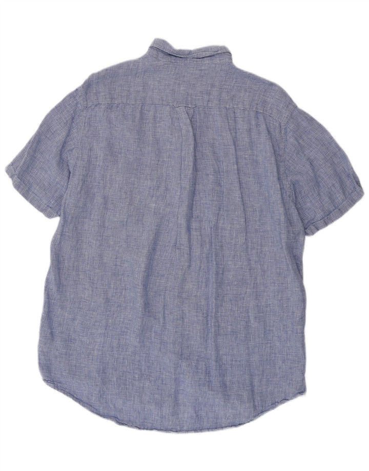 GANT Мужская рубашка обычного кроя с коротким рукавом, размер 45/46, 2XL, синяя с узором «гусиные лапки»