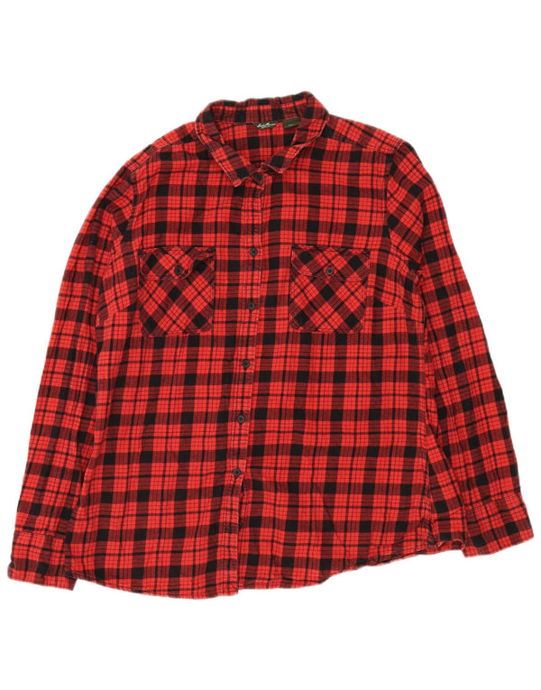 Eddie Bauer Womens Flannel Shirt UK 18 XL Red Check Cotton