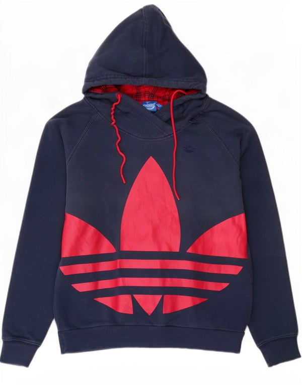 Женский джемпер с капюшоном Adidas Oversized с рисунком UK 10, маленький, темно-синий, хлопок