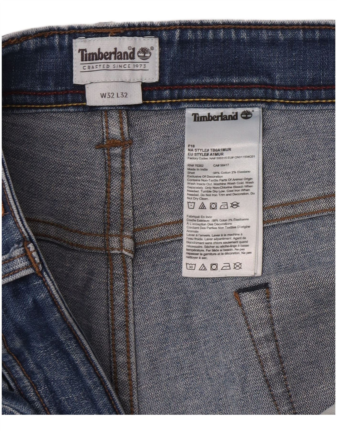 Мужские прямые джинсы Timberland Clark W32 L32 синие, хлопок