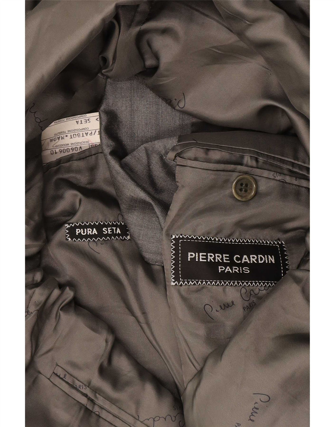 Мужской пиджак Pierre Cardin на 2 пуговицах, Великобритания 38, средний серый шелковый полосатый цвет