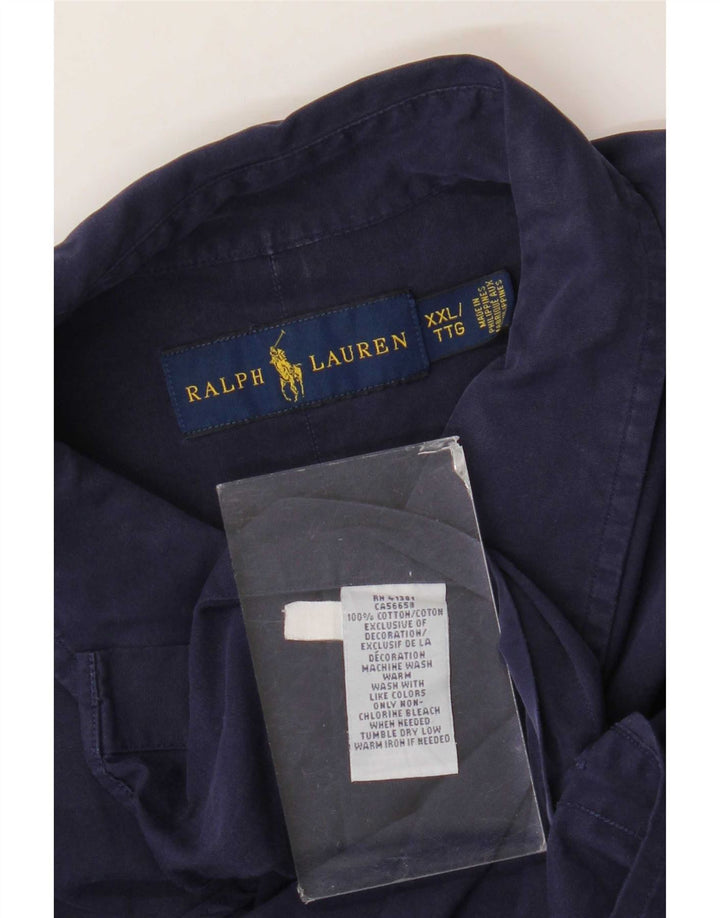 Мужская рубашка Ralph Lauren 2XL темно-синяя хлопковая