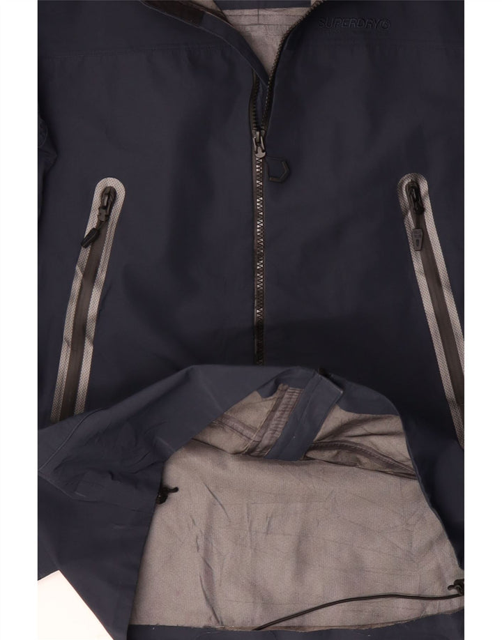 Мужская водонепроницаемая куртка SUPERDRY с капюшоном UK 36, маленький темно-синий полиэстер
