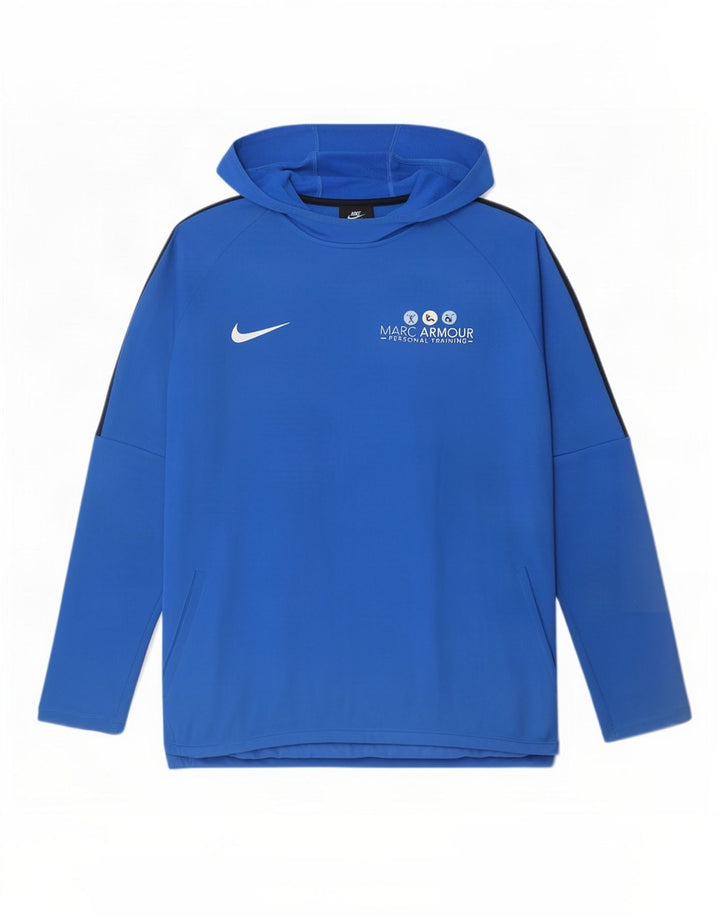 Мужской джемпер с капюшоном Nike Dri Fit с рисунком, большой синий, полиэстер с цветными блоками