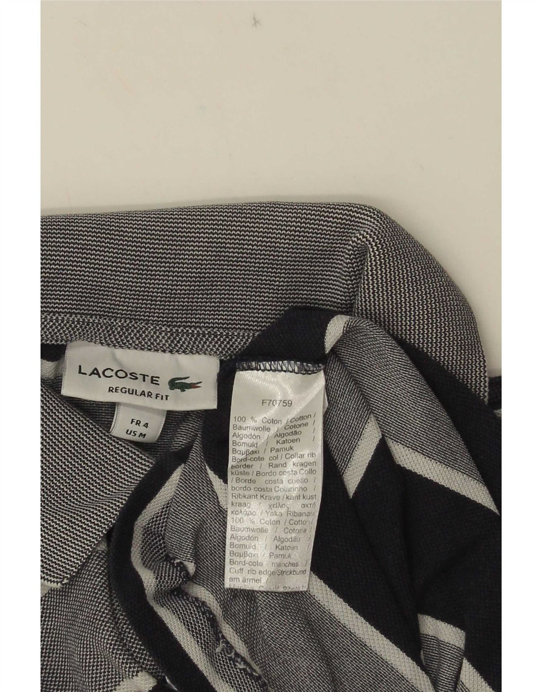 Мужская рубашка-поло стандартного кроя Lacoste, размер 4, средний размер, темно-синяя полоска, хлопок