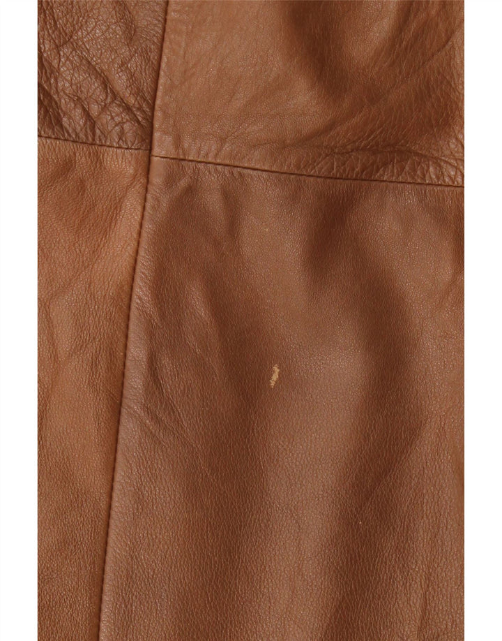 Винтажная женская кожаная юбка с запахом W34, большая коричневая