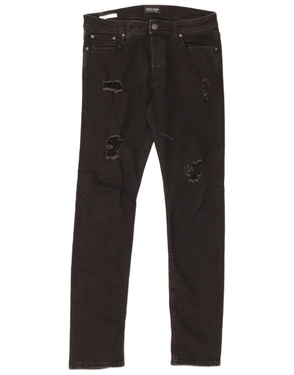 Мужские потертые узкие джинсы Jack & Jones GLENN W31 L32, черный хлопок