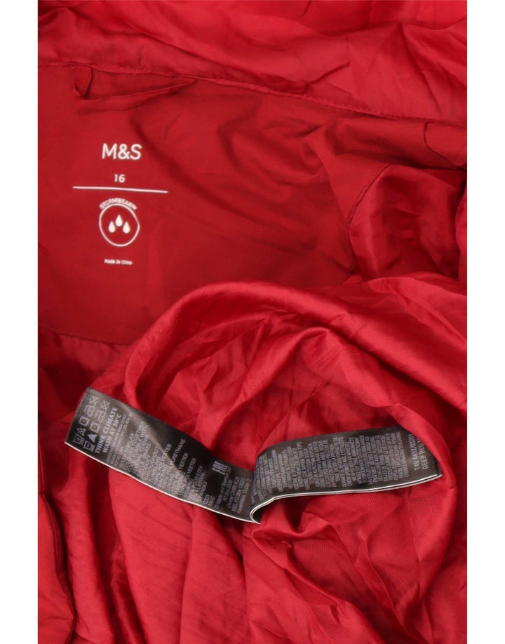 Женское длинное стеганое пальто с капюшоном Marks & Spencer UK 16, большое красное