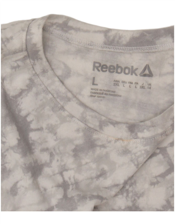 REEBOK Womens Vest Top UK 14 Large Grey Tie Dye