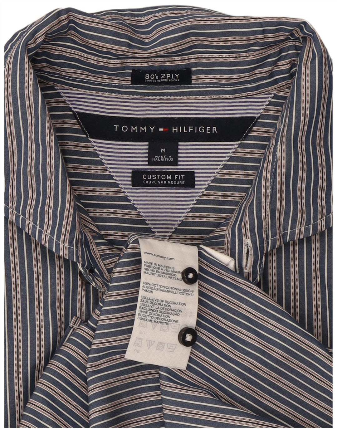 Мужская рубашка на заказ Tommy Hilfiger, средний размер, темно-синяя полоска, хлопок