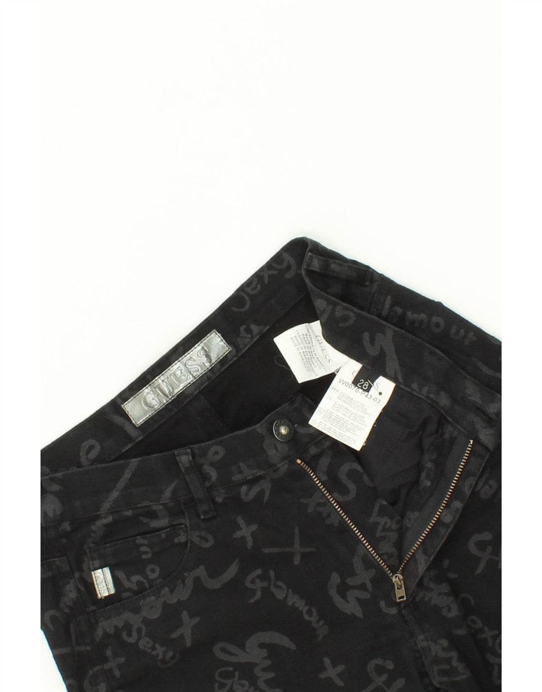 GUESS Womens Graphic Slim Jeans W28 L29 Black Cotton Vintage Guess and Second-Hand Guess from Messina Hembry 
