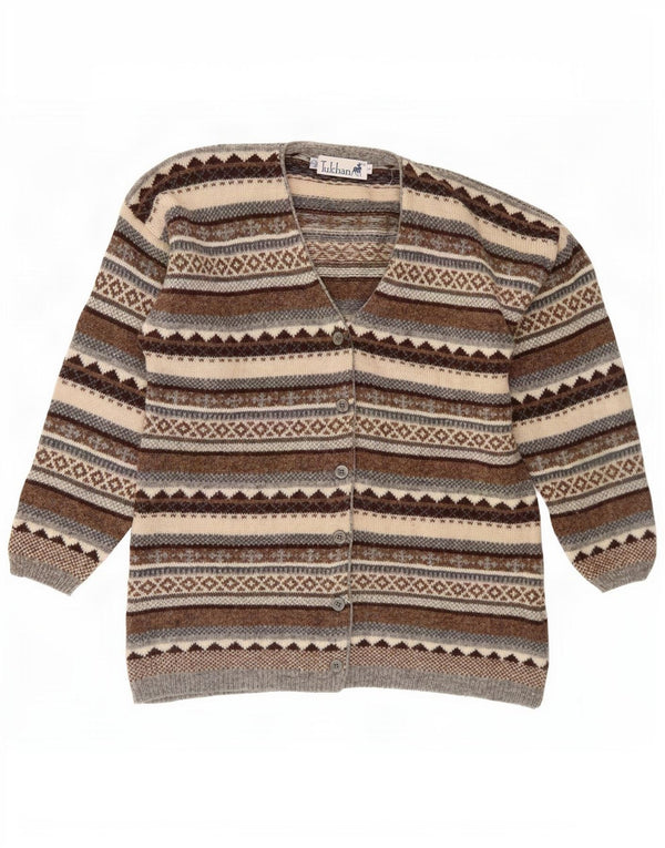 Женский кардиган Tulchan UK 14, средний коричневый цвет Fair Isle, новая шерсть