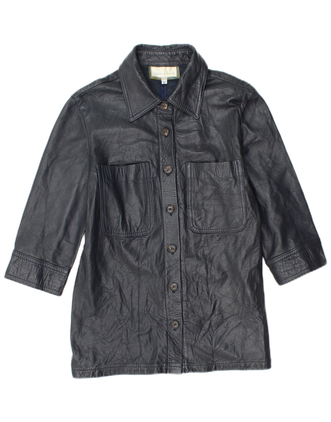 Les Copains Женская кожаная куртка с рукавом 3/4 IT 42 Medium Navy Blue Leather