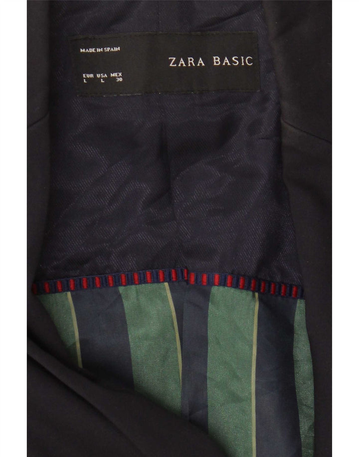 Женский пиджак Zara на 1 пуговице UK 14, большой темно-синий полиэстер