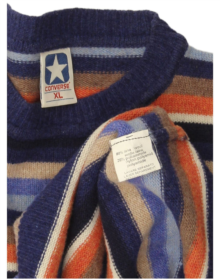 Мужской джемпер с круглым вырезом CONVERSE XL, шерстяной в разноцветную полоску