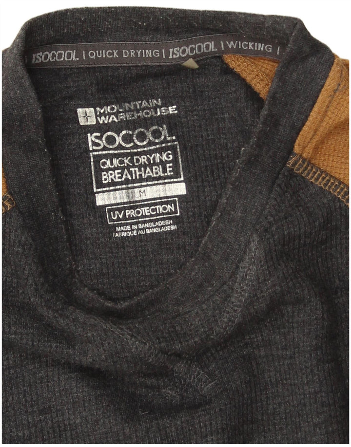 Мужской топ Mountain Warehouse из хлопка с длинными рукавами среднего серого цвета с цветными блоками