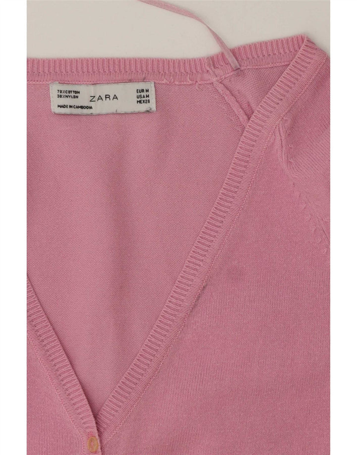 Женский кардиган Zara UK 12, хлопок среднего розового цвета