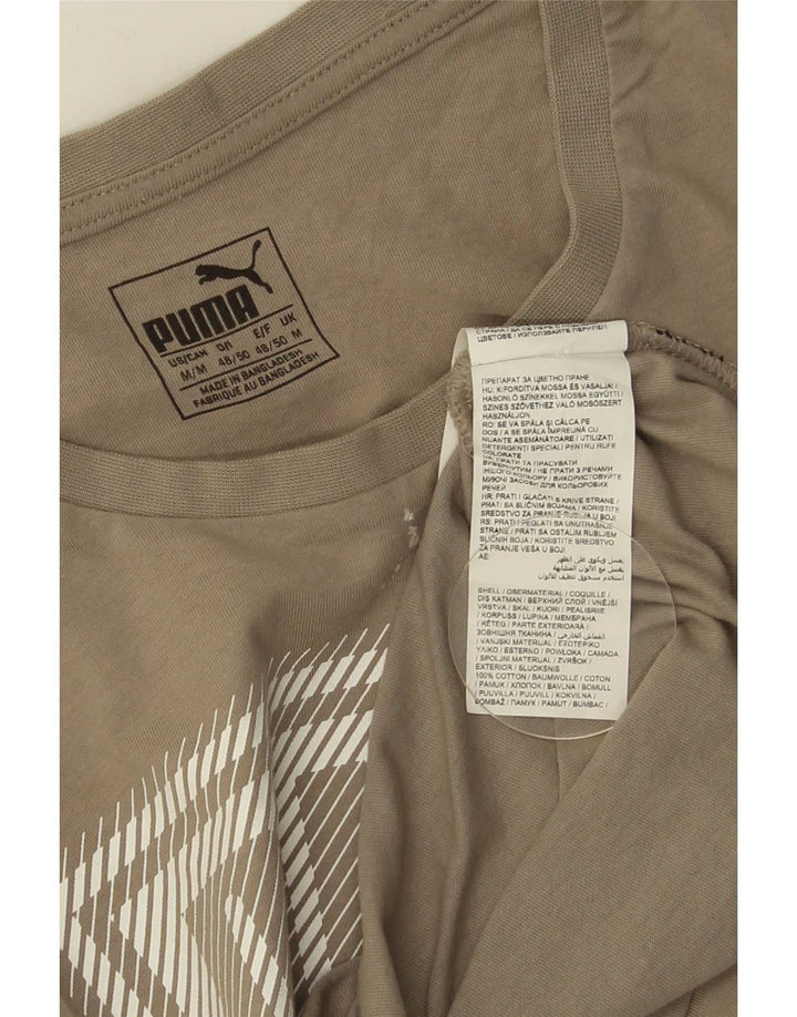 Мужская футболка с рисунком Puma, хлопковый топ среднего бежевого цвета