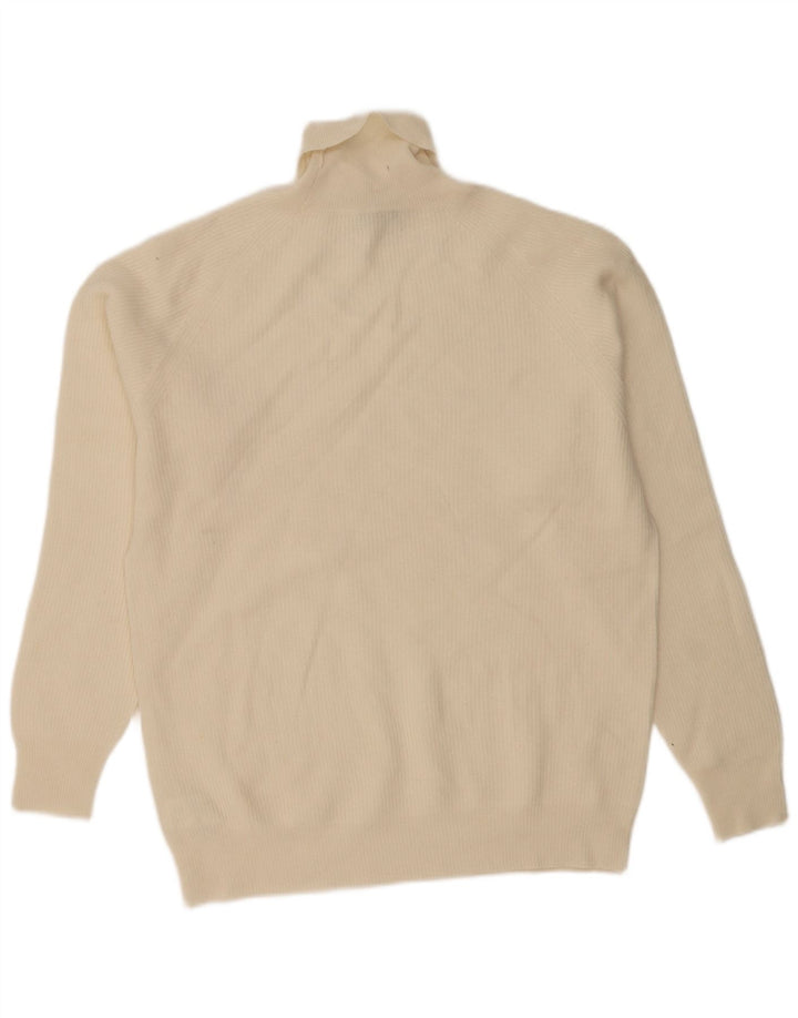 Винтажный мужской джемпер с высоким воротником, свитер XL из белой шерсти