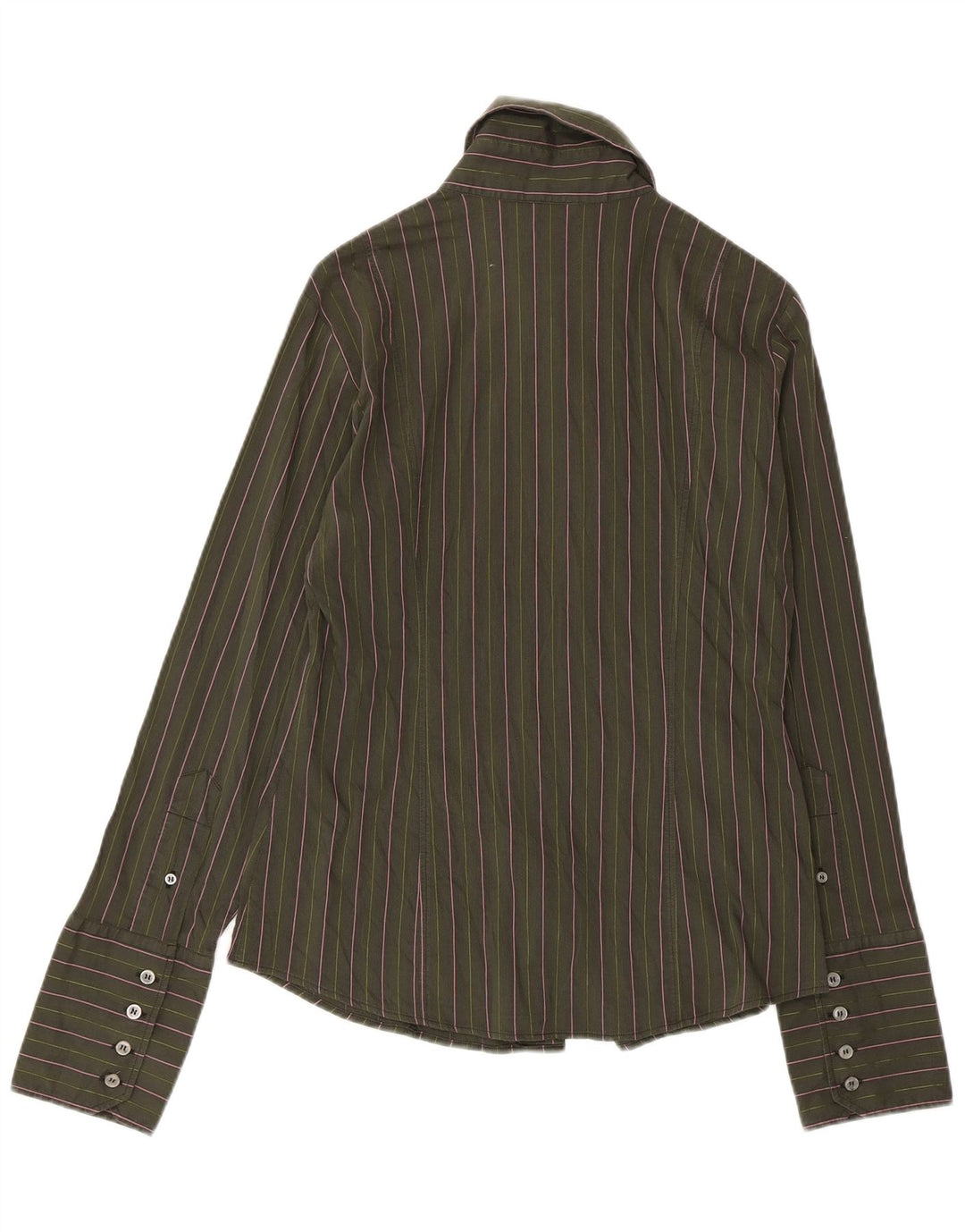 Женская рубашка Benetton UK 14, хлопковая большая зеленая полоска