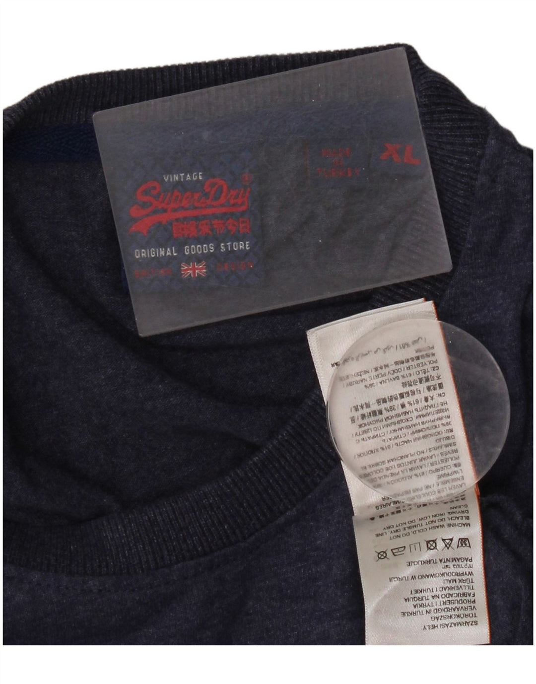 Мужская футболка с рисунком Superdry, топ XL, темно-синий, хлопок