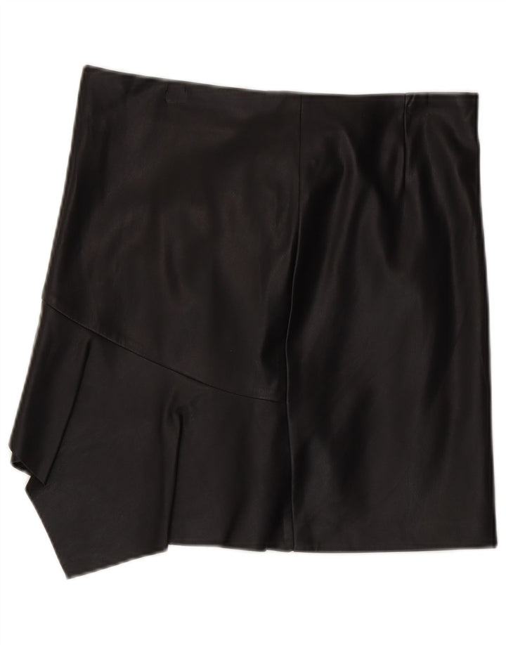 Женская асимметричная кожаная юбка Sisley UK 12 Medium W30, черная, полиэстер