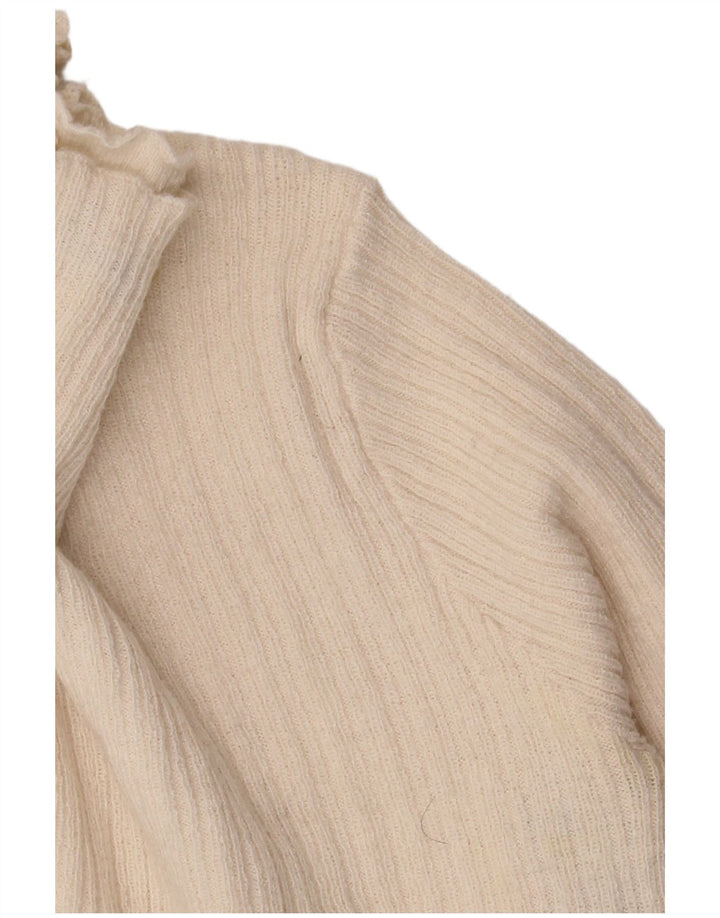 Женский укороченный джемпер с высоким воротником Zara UK 8, маленький белый полиэстер