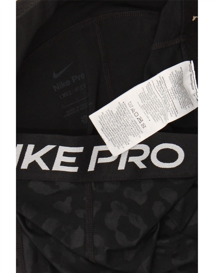 Женские леггинсы-капри Nike UK 8, маленькие черные полиэстер с животным принтом