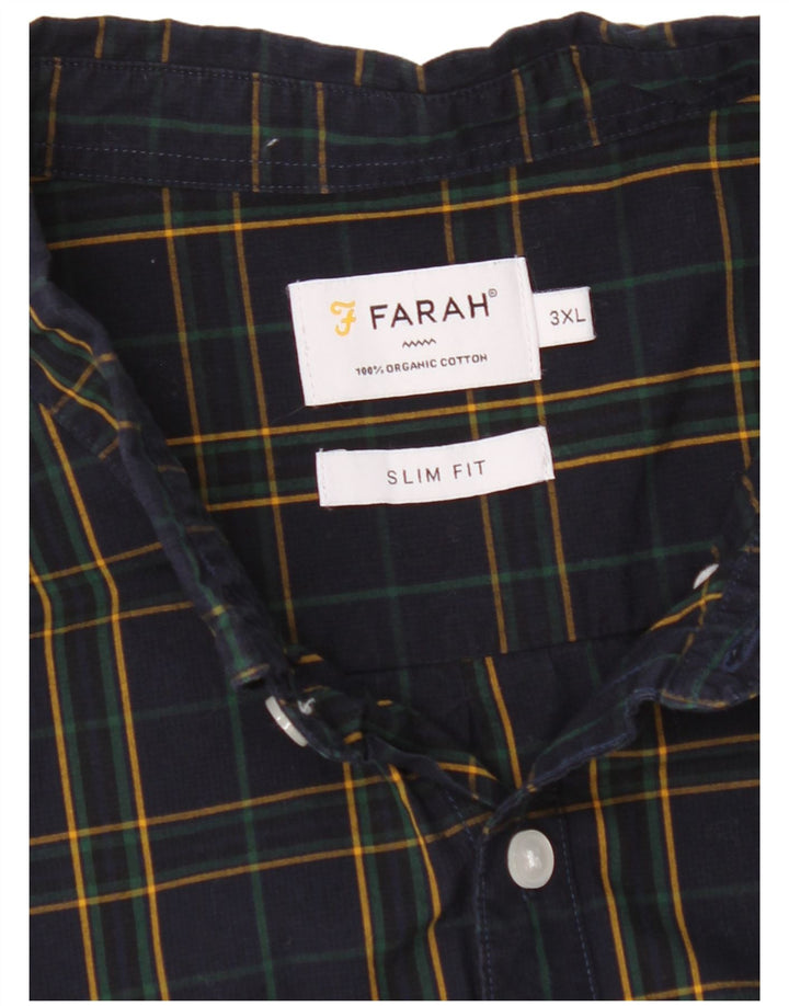 Мужская рубашка приталенного кроя Farah 3XL, темно-синяя клетка, хлопок