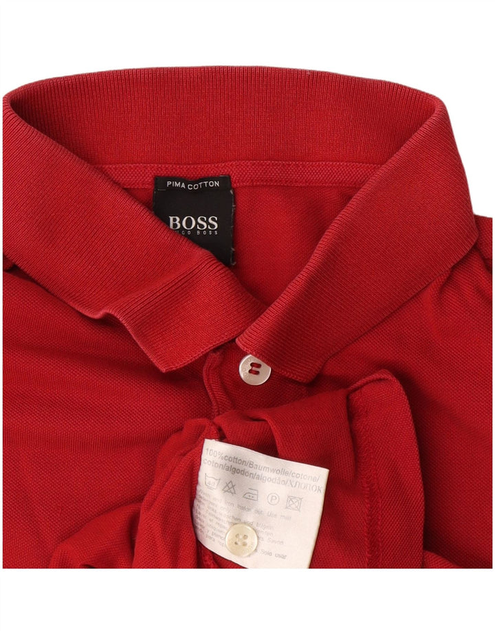 Мужская рубашка-поло Hugo Boss, средний красный хлопок, хлопок