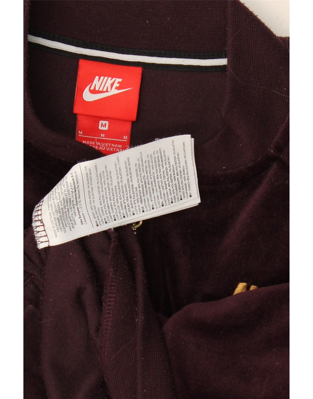 NIKE Womens Tracksuit Top Jacket UK 14 Medium Burgundy Polyester Vintage Nike and Second-Hand Nike from Messina Hembry 