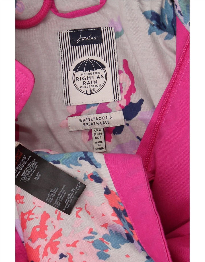 JOULES Женская ветровка с капюшоном UK 6 Маленькая Розовая Хлопок