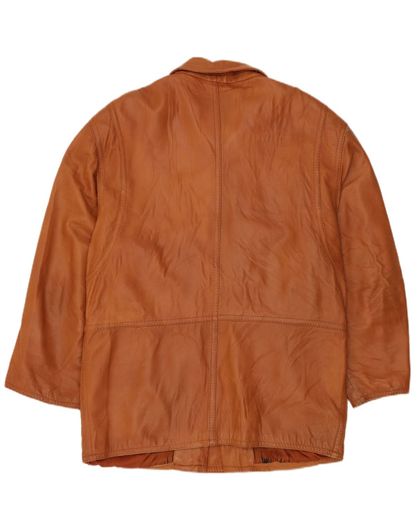 Мужское кожаное пальто VINTAGE IT 54 2XL Коричневое кожаное