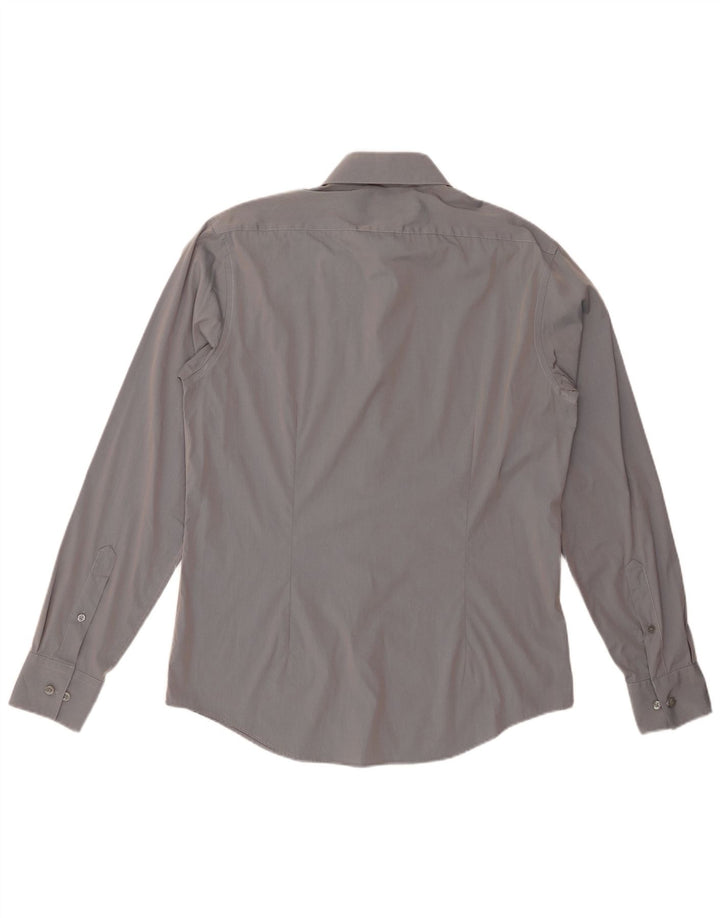 Мужская рубашка приталенного кроя CALVIN KLEIN, размер 40, 15, 3/4, средний серый хлопок