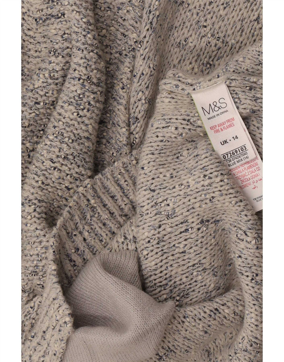 Женский кардиган Marks & Spencer, хлопковый свитер среднего синего цвета с крапинками, Великобритания 14
