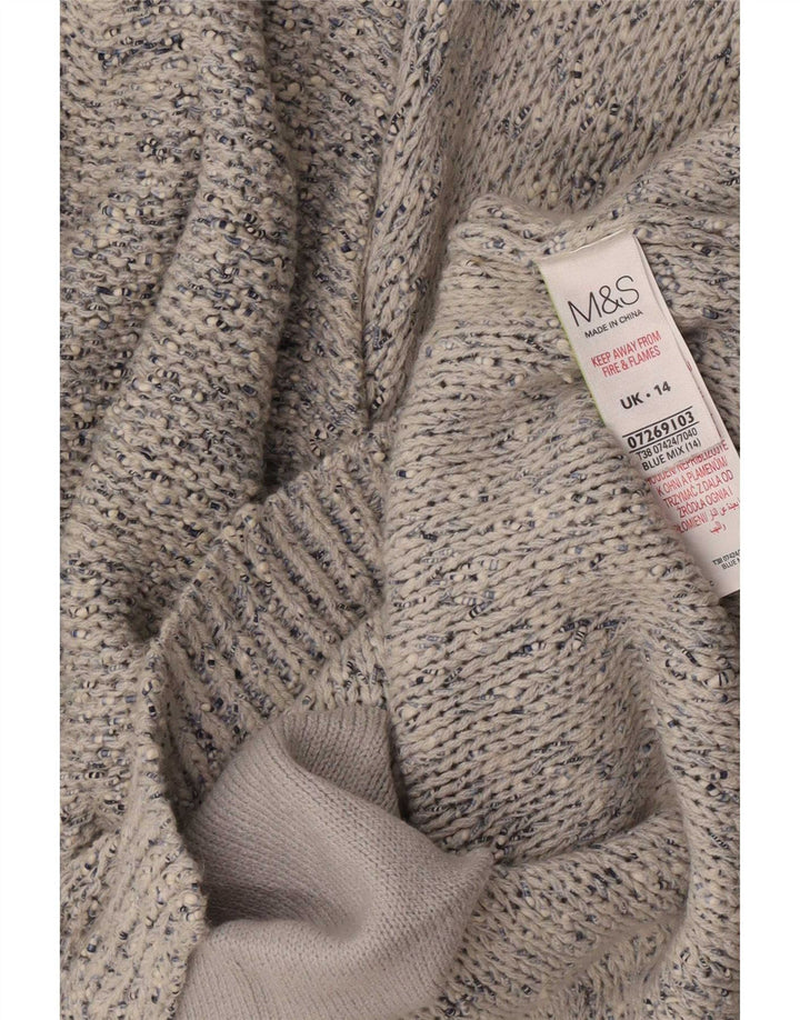 Женский кардиган Marks & Spencer, хлопковый свитер среднего синего цвета с крапинками, Великобритания 14