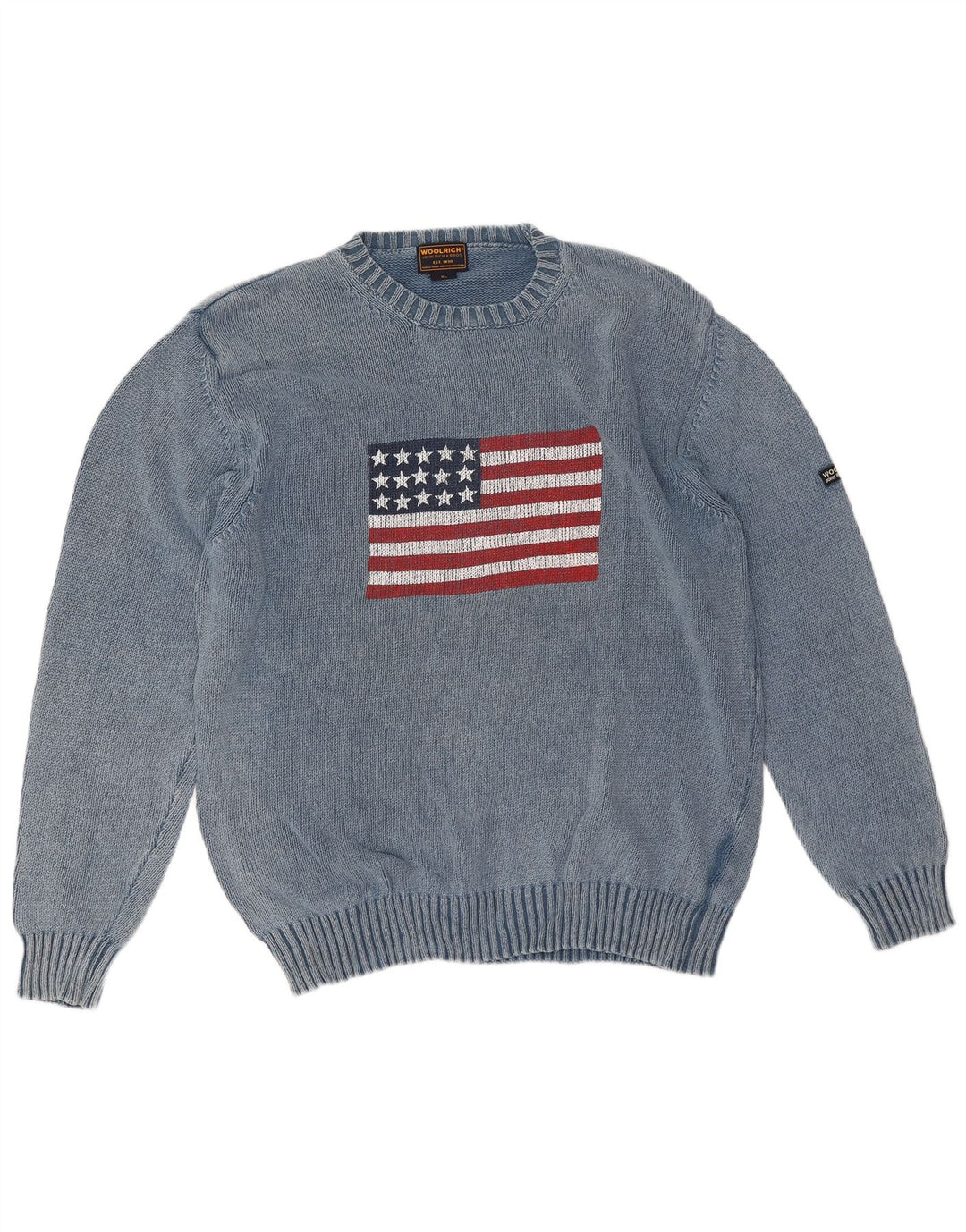Мужской джемпер с круглым вырезом Woolrich, синий хлопок, размер XL