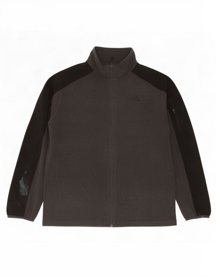 Мужская флисовая куртка The North Face UK 40, большая серая, полиэстер с цветными блоками