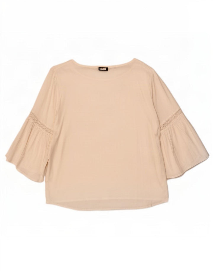 Женская блузка с рукавом 3/4 Benetton, Великобритания 14, средний белый, вискоза