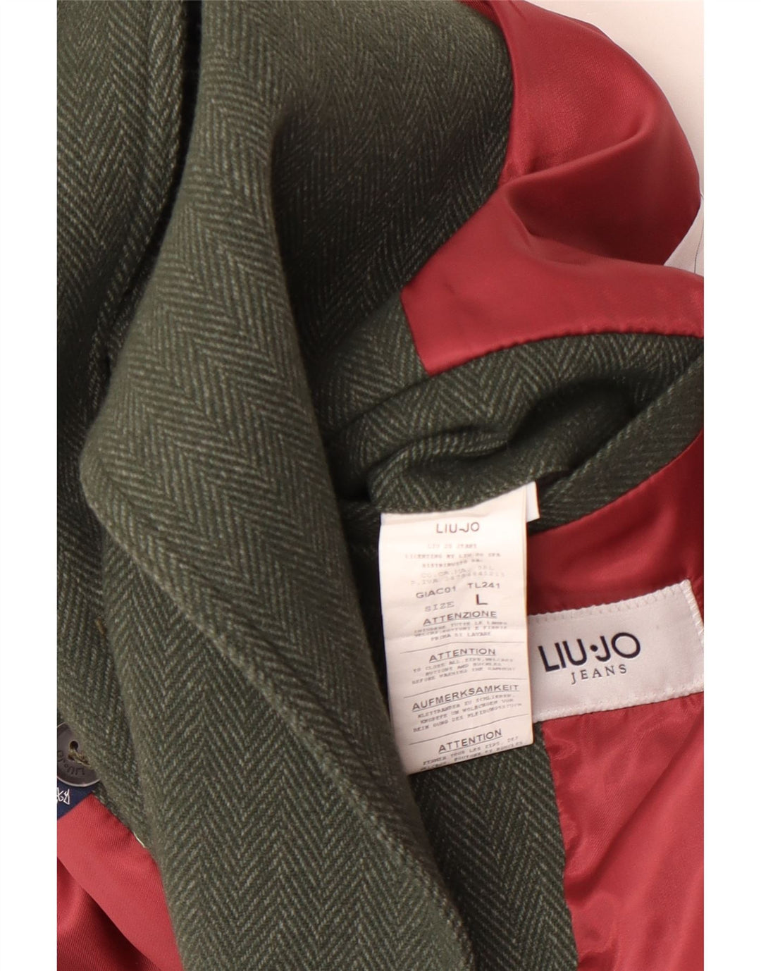 Мужское полупальто Liu Jo UK 40, большая зеленая шерсть с рисунком «елочка»