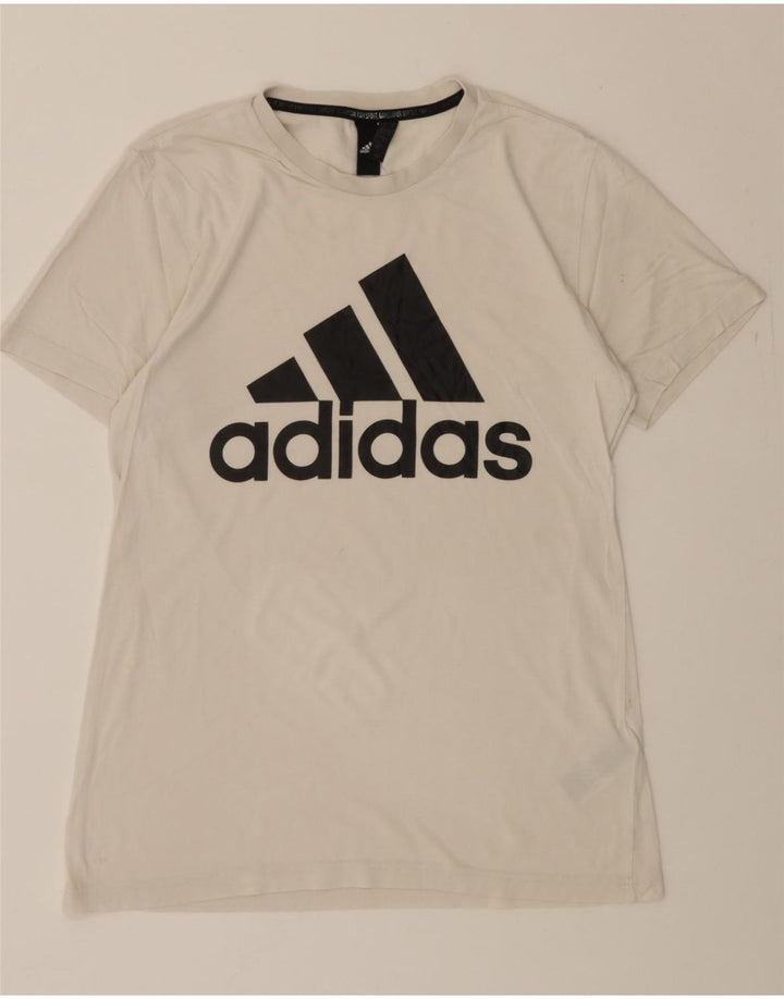 ADIDAS Mens Graphic T-Shirt Top Small White Cotton Vintage Adidas and Second-Hand Adidas from Messina Hembry 