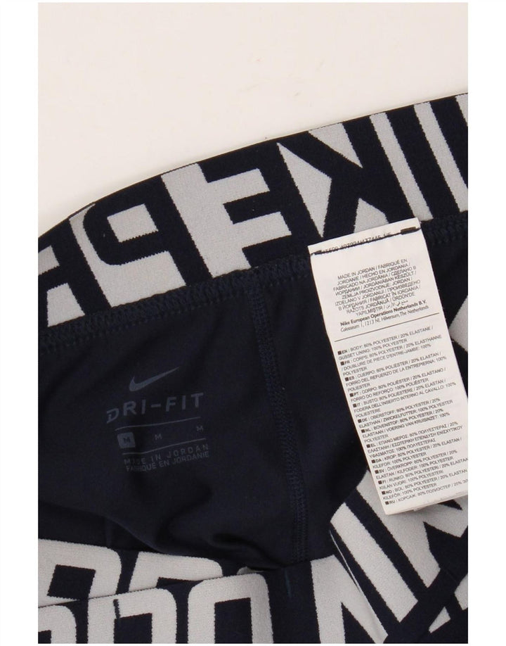 Женские леггинсы с рисунком Nike Dri Fit UK 14, средний темно-синий, полиэстер