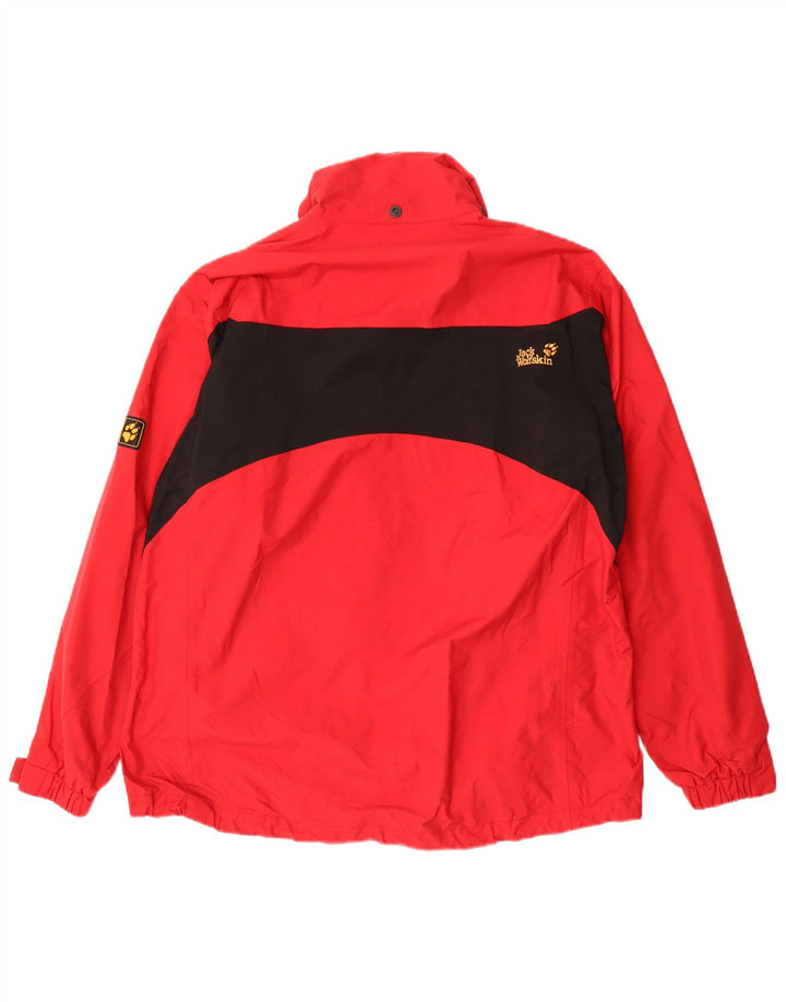 JACK WOLFSKIN Женская куртка-дождевик оверсайз UK 18 XL Красная цветных блоков