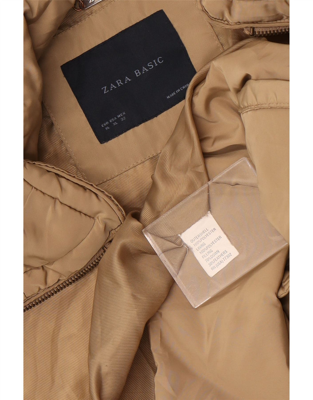 Женская стеганая куртка Zara UK 18 XL, бежевый полиэстер