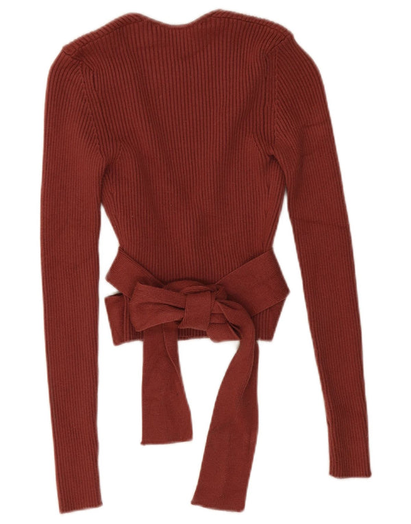 Женский кардиган с длинными рукавами и запахом Zara UK 8, маленький коричневый вискоза