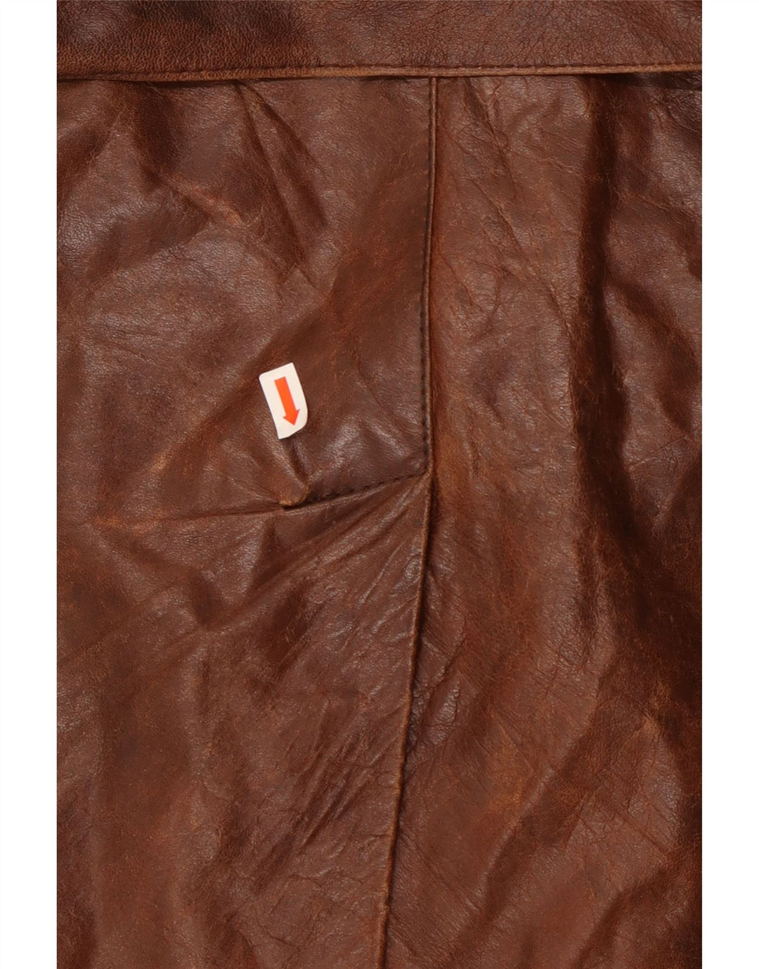 ВИНТАЖНОЕ Мужское двубортное кожаное пальто в стиле милитари IT 50, большое коричневое