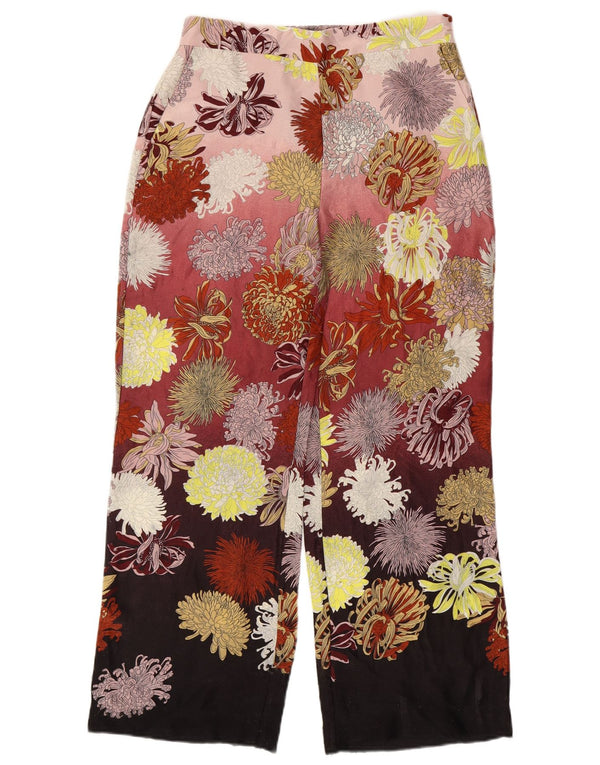 Женские широкие брюки ZARA W28 L29, разноцветные с цветочным принтом