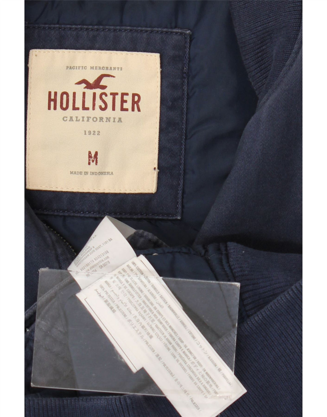Мужская куртка-бомбер Hollister UK 38, средний темно-синий хлопок
