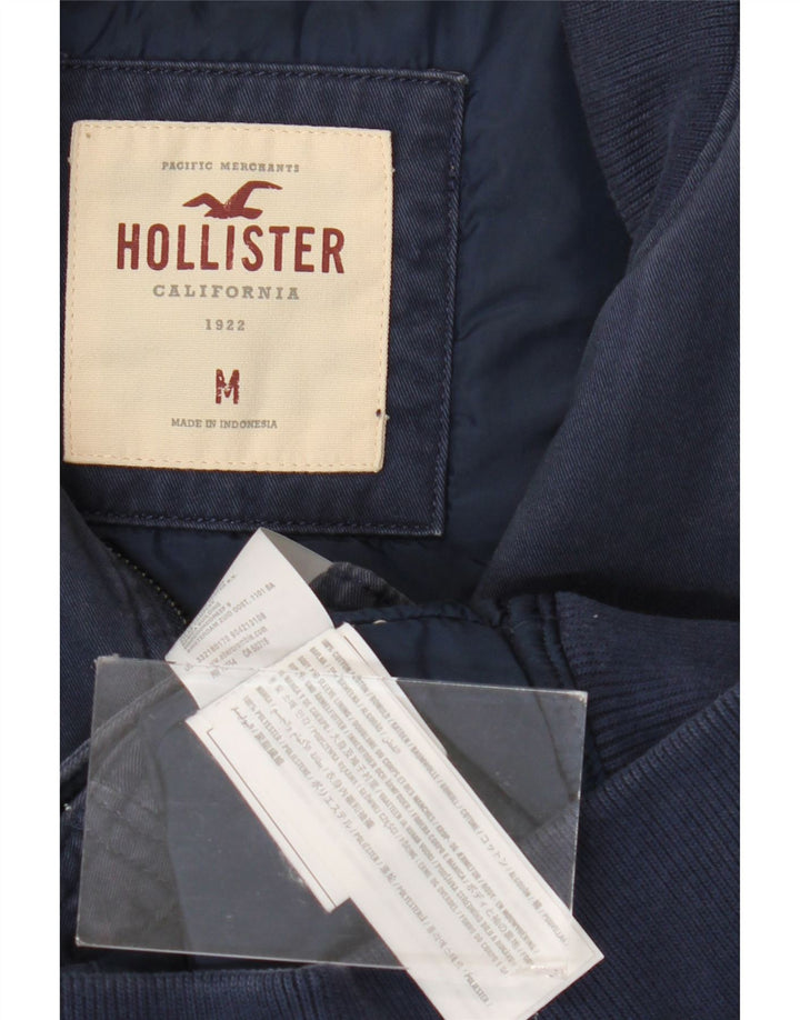 Мужская куртка-бомбер Hollister UK 38, средний темно-синий хлопок