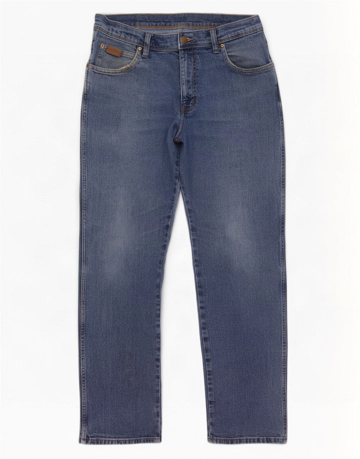 Мужские обычные прямые джинсы Wrangler W34 L32, синий хлопок